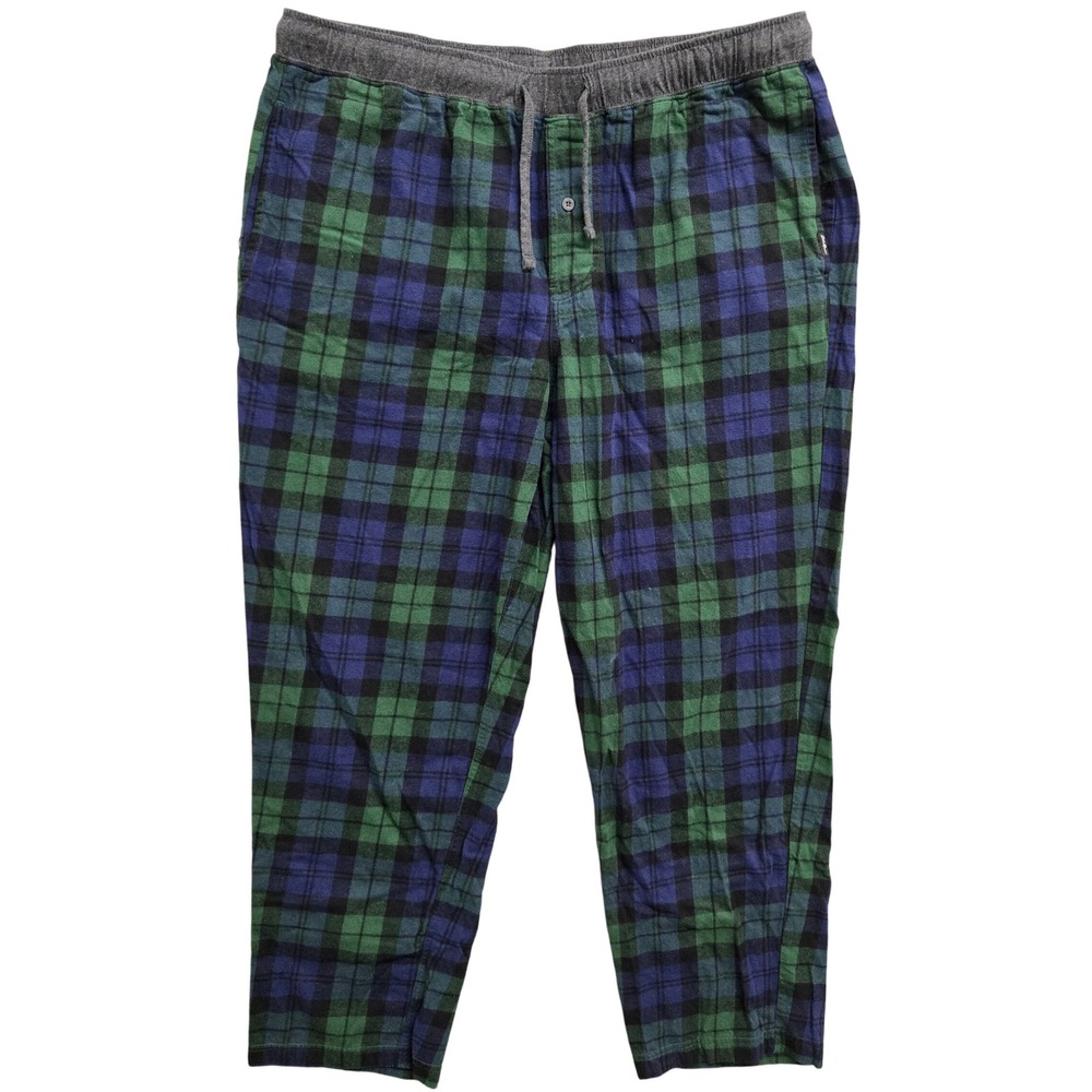 Eddie Bauer Lounge Mens XL Flannel Pajama Pants Blue Green Tartan Plaid